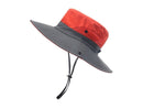Wide Brim Bucket Hat, Breathable Hiking Fisherman Sun Hat, Orange Gray-2
