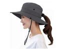 Wide Brim Bucket Hat, Breathable Hiking Fisherman Sun Hat, Grey-4