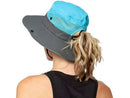 Wide Brim Bucket Hat, Breathable Hiking Fisherman Sun Hat, Blue Gray-4