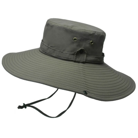 12cm Wide Brim UV Protection Safari Hat, Waterproof Foldable Bucket Hat for Hiking Fishing - Army Green