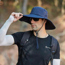 12cm Wide Brim UV Protection Safari Hat, Waterproof Foldable Bucket Hat for Hiking Fishing - Army Green-4