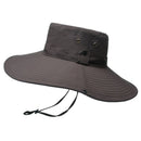 12cm Wide Brim UV Protection Safari Hat, Waterproof Foldable Bucket Hat for Hiking Fishing - Coffee-1