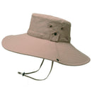 12cm Wide Brim UV Protection Safari Hat, Waterproof Foldable Bucket Hat for Hiking Fishing - Khaki-1