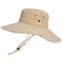 12cm Wide Brim UV Protection Safari Hat, Waterproof Foldable Bucket Hat for Hiking Fishing - Beige-1