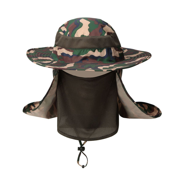 Foldable Nylon Fishing Hat with Mesh Vents, UV Protection Hiking Flap Cap