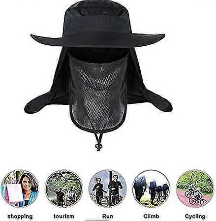 Foldable Nylon Fishing Hat with Mesh Vents, UV Protection Hiking Flap Cap
