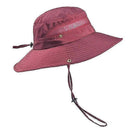 Wide Brim UV Protection Sun Hat, Breathable Mesh Fishing and Hiking Hat - Wine Red-1