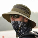 Wide Brim UV Protection Sun Hat, Breathable Mesh Fishing and Hiking Hat - Grey-2