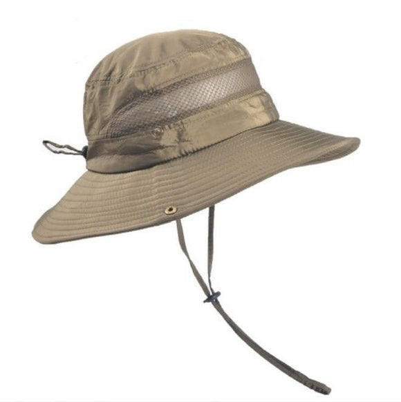 Wide Brim UV Protection Sun Hat, Breathable Mesh Fishing and Hiking Hat - Army Green