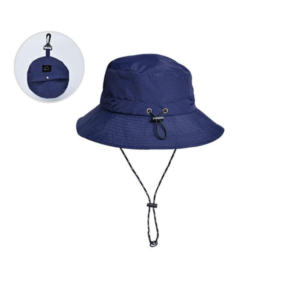 Waterproof Foldable Fisherman Hat, Nylon Fishing and Hiking Sun Hat, Navy Blue