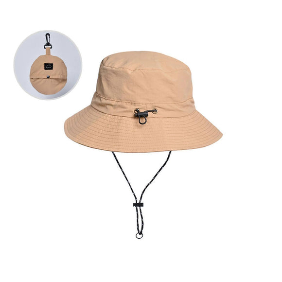 Waterproof Foldable Fisherman Hat, Nylon Fishing and Hiking Sun Hat, Khaki