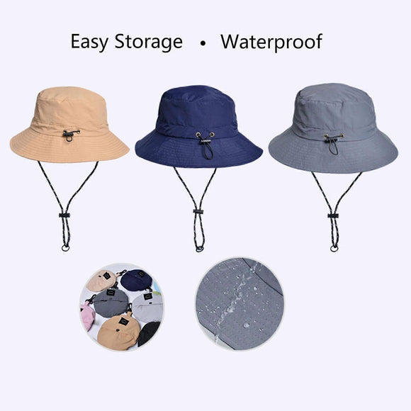 Waterproof Foldable Fisherman Hat, Nylon Fishing and Hiking Sun Hat, Beige