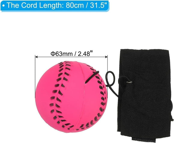 Rubber Wrist Elastic Ball Rope Swing Return Ball Exercise Reaction Rebound Ball Rose Red 1pc