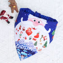 Dog Christmas Triangle Scarf Cotton Cartoon (Anhui hair) triangle towel dark blue bottom white old man Small size (suitable for pets within 10 Jin)-1
