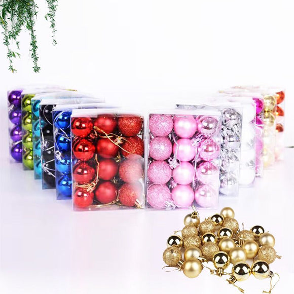 Plastic Christmas Decoration Balls 3cm 24 Pack Degree 3cm Rose Red 24 Pack