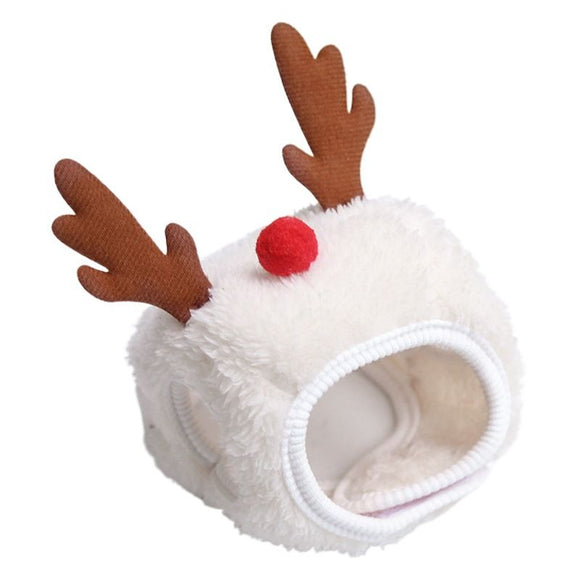 Weiwang Cartoon Pet Hat Christmas Deer Antlers White hat antlers S (good for 1.00 kg-4.00 kg pets)