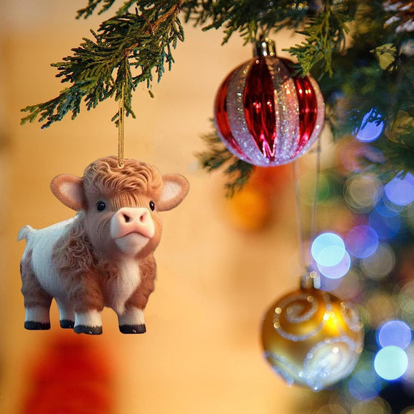 O Acrylic Christmas Cow Car Hanging Ornament Cow pendant 7