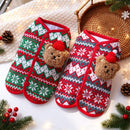 Dog Vest Christmas Bear Knitted Warm Green Red Knitted Snowflake Bear (Christmas Vest) L (Chest 45cm, Weight 8-12 jin)-2