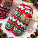 Dog Vest Christmas Bear Knitted Warm Green Red Knitted Snowflake Bear (Christmas Vest) L (Chest 45cm, Weight 8-12 jin)-4