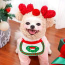 Pet Christmas Hat Bandana Wearable Accessories Red base pet bib (suitable for pets under 15 lbs)-4