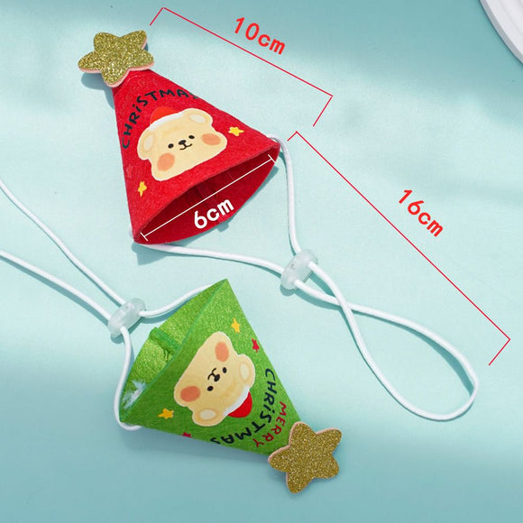 Noon Christmas Pet Hat Scarf Set Cartoon Bear Red Green A07G Red Bear Christmas Set One Size