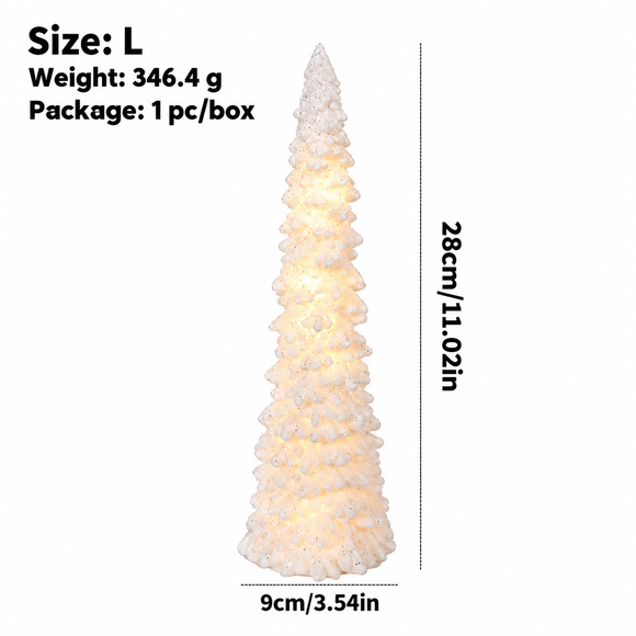 Illuminated Christmas Tree Decoration Mini LED Night Light Resin Desktop Ornament for Holiday Home Decor and Festive Tabletop Ambiance (L)