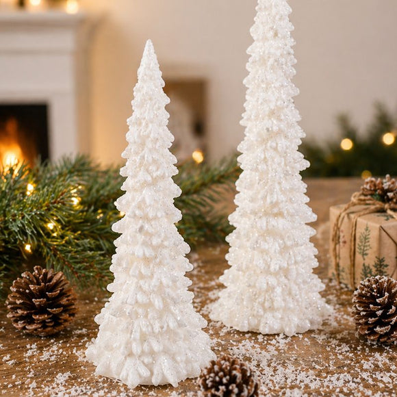 Illuminated Christmas Tree Decoration Mini LED Night Light Resin Desktop Ornament for Holiday Home Decor and Festive Tabletop Ambiance (S)