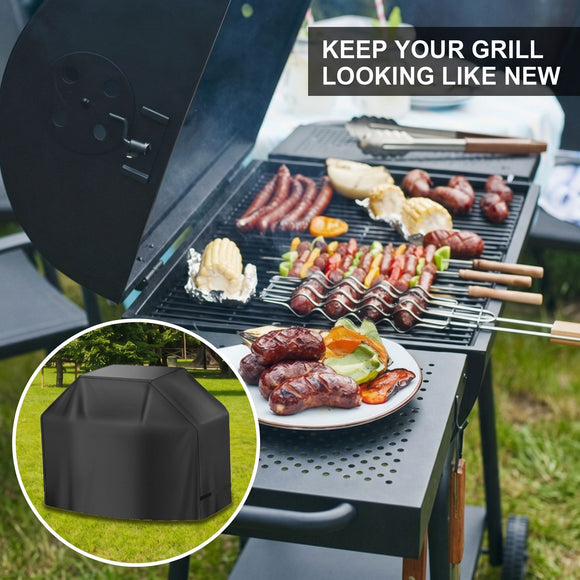 Universal Outdoor Grill Cover Waterproof UV Resistant Dustproof Barbecue Protector with Adjustable Straps for Rectangular Round Kettle and Portable Grills (600D, S10)