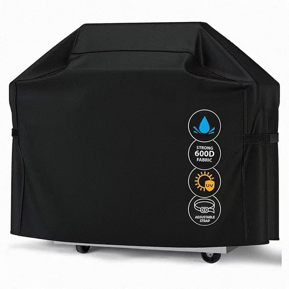 Universal Outdoor Grill Cover Waterproof UV Resistant Dustproof Barbecue Protector with Adjustable Straps for Rectangular Round Kettle and Portable Grills (600D, S11)