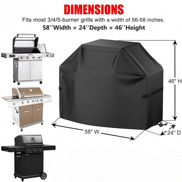 Universal Outdoor Grill Cover Waterproof UV Resistant Dustproof Barbecue Protector with Adjustable Straps for Rectangular Round Kettle and Portable Grills (600D, S13)