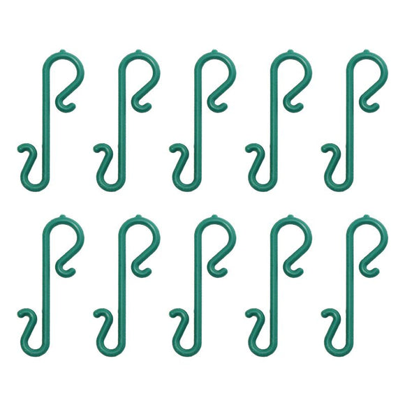 Christmas Ornament Hooks S-Shaped Plastic Hangers for Tree Balls, Stockings, Pinecones and Small Pendants, Green Snap-Apart Hook Strips for Holiday Home and Commercial Display Decoration (30 PCS (3 Sheets))