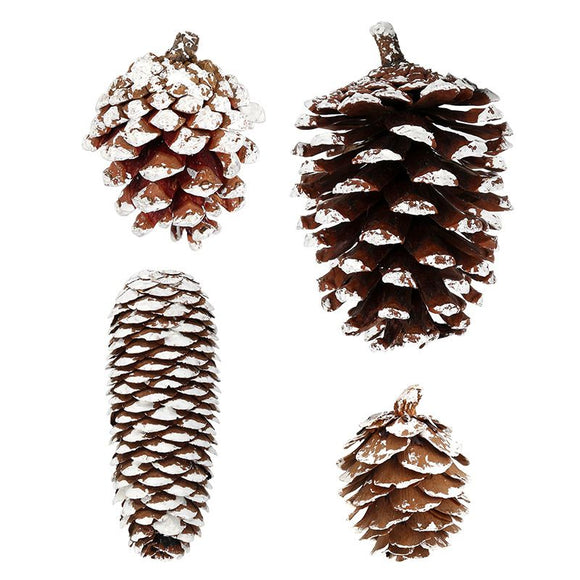 Natural Pine Cones with Snow-Dusted Tips for Christmas Tree Ornaments, Holiday Table Centerpieces, DIY Wreath Crafts, Garland Making and Festive Photo Props (3-4cm(7PCS))