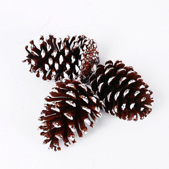 Natural Pine Cones with Snow-Dusted Tips for Christmas Tree Ornaments, Holiday Table Centerpieces, DIY Wreath Crafts, Garland Making and Festive Photo Props (3-4cm(7PCS))