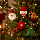 6Pcs Christmas Felt Hanging Ornament Set Santa Snowman Reindeer Tree Snowflake Candy Cane Xmas Tree Decorations-2