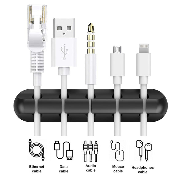 3 Pack Black Silicone Cable Management Clips Self-Adhesive Cord Holders Organizer for USB Charging Cables Desk Home Office