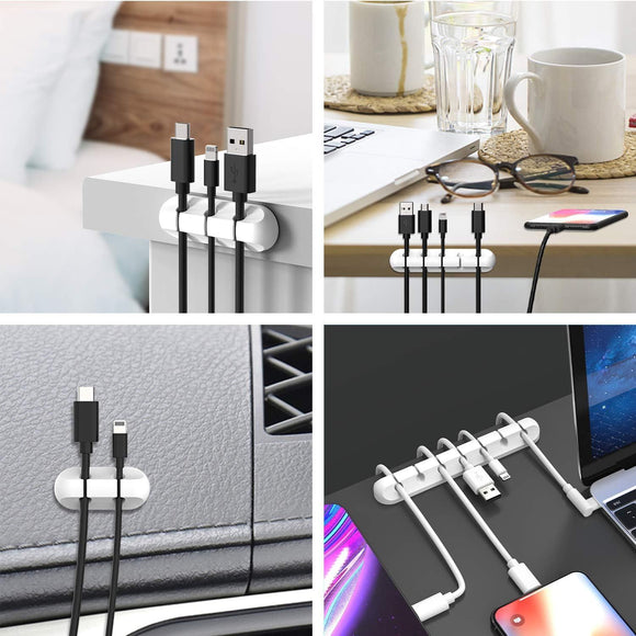 3 Pack White Silicone Cable Clips Self-Adhesive Cord Organizer Cable Management Holders for Desk Home Office