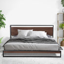 Milano Decor Azure Bed Frame With Headboard Black Wood Steel Platform Bed - Single - Black-2