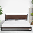 Milano Decor Azure Bed Frame With Headboard Black Wood Steel Platform Bed - Single - Black-5