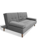 Casa Decor Mendoza 2 in 1 Sofa Bed Couch Grey Pull Down Cupholder 3 Seats Futon-5
