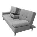 Casa Decor Mendoza 2 in 1 Sofa Bed Couch Grey Pull Down Cupholder 3 Seats Futon-9