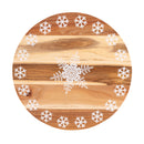 Bread and Butter 18 Inch Print Wooden Lazy Susan Tray - White Snowflake-1
