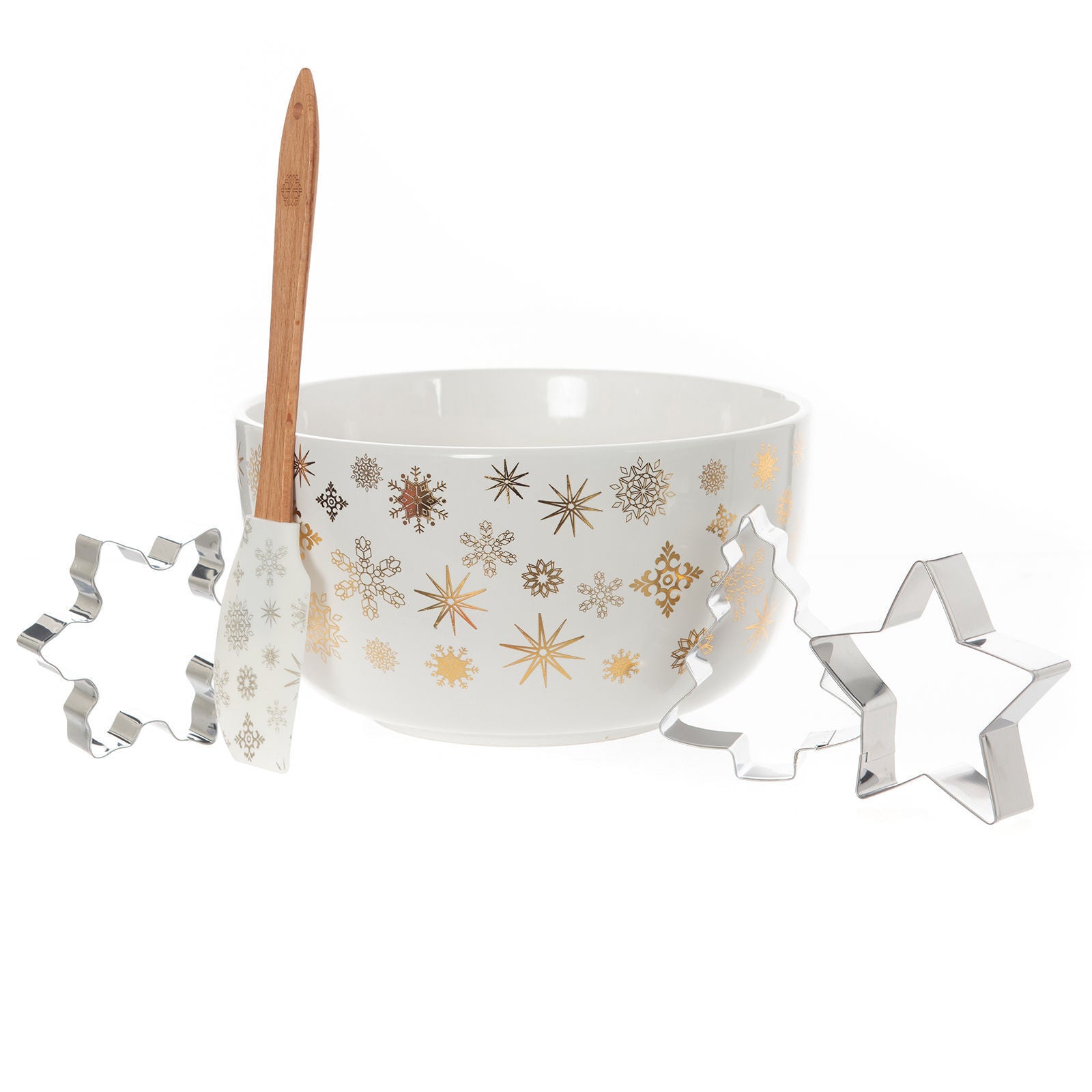 Bread and Butter Electroplate Snowflake Mini Mix Bowl Set - Gold - 0