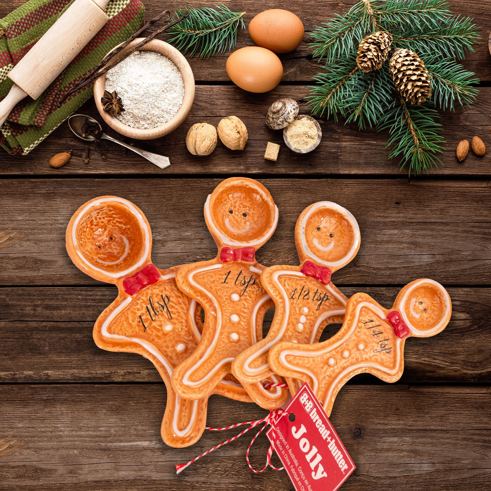 Bread and Butter Figurine Gingerbread Man Spoons 4 Pack - 0