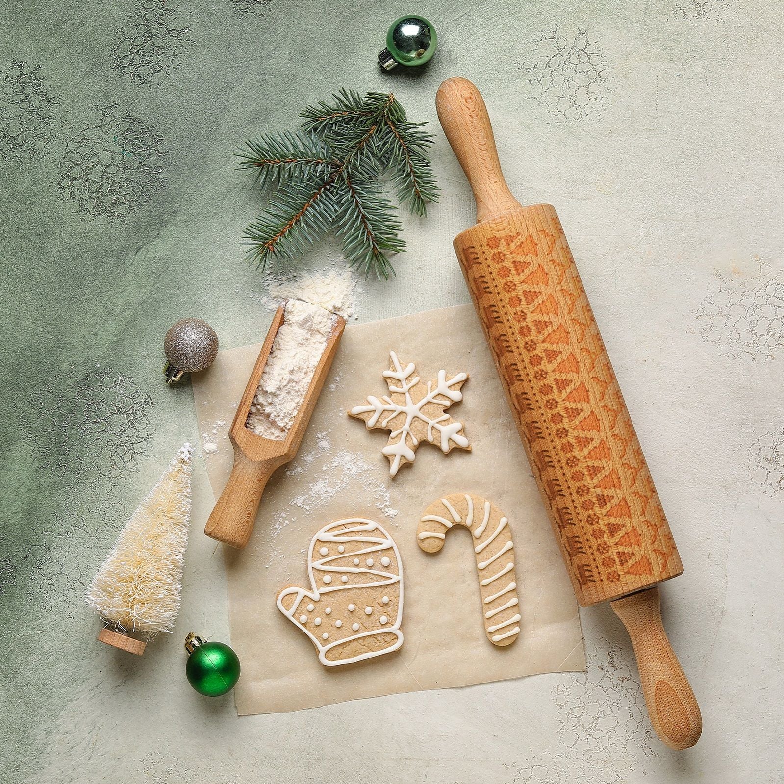 Bread and Butter Laser Etch Wooden Rolling Pin - Fairisle - 0