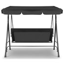 Milano Outdoor Swing Bench Seat Chair Canopy Furniture 3 Seater Garden Hammock - Black-5