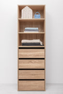 GENEVA THREE SHELF/FOUR DRAWER BUILT IN WARDROBE - FLUTED - NATURAL OAK-2