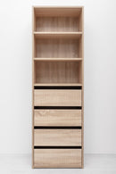 GENEVA THREE SHELF/FOUR DRAWER BUILT IN WARDROBE - FLUTED - NATURAL OAK-5