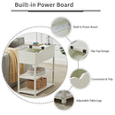 Multi-Tier Bedside Table with Powerboard, White-7