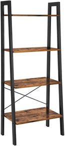 Rustic brown and black steel Metal Frame 4 Tier bookshelf-1