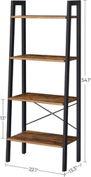 Rustic brown and black steel Metal Frame 4 Tier bookshelf-5